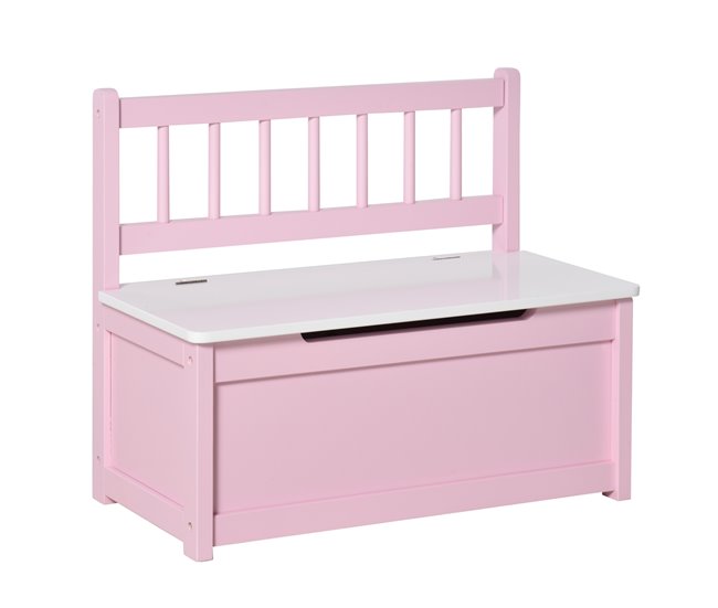 Baúl de Juguetes MDF, Madera de Pino HOMCOM Rosa