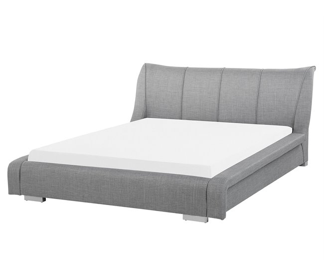 Beliani Cama de agua Piel NANTES 188x237 Gris Claro