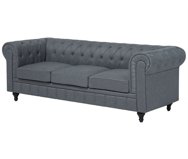 Beliani Sofá esquinero Poliéster CHESTERFIELD Gris