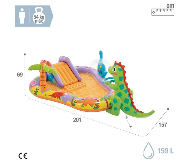 INTEX Centro de juegos acuático hinchable Dino Park con tobogán Multicolor