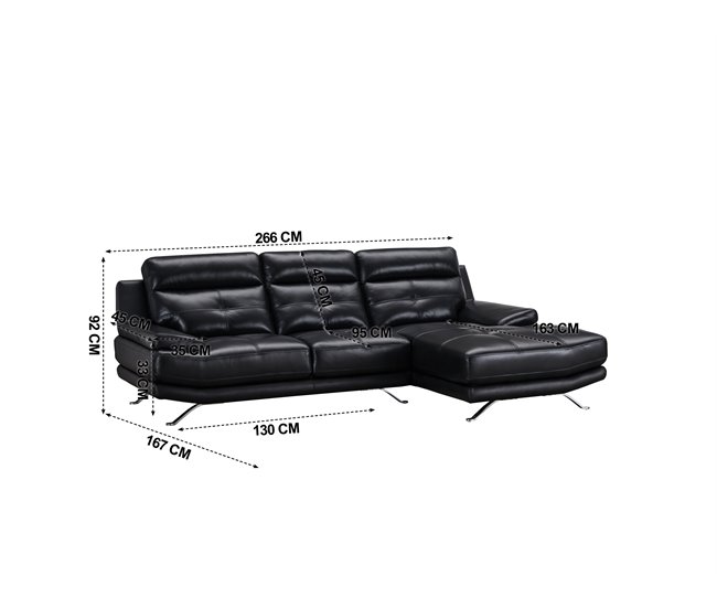 Chaise longue de piel HAWAI Negro