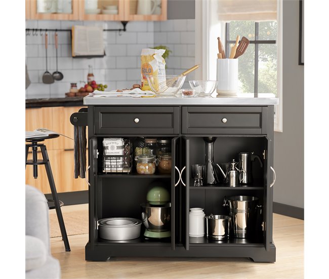 Isla de Cocina con Tablero Extensible FKW71-SCH SoBuy 115 Negro
