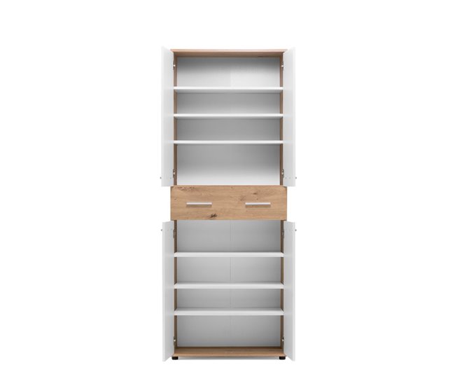 Zapatero JACKY 4 puertas 1 cajón Blanco/ Madera