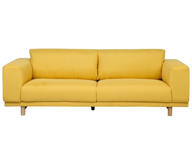 Beliani Sofá de 3 plazas Poliéster NIVALA Amarillo