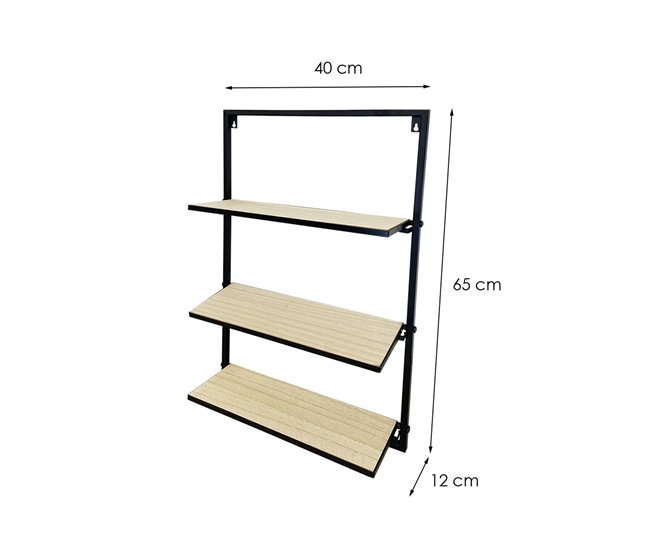 Acomoda Textil – Estante para pared de Madera. (3 Baldas) Madera Clara