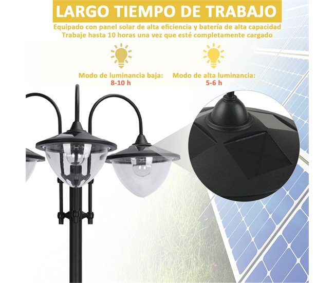 Farol de Jardín PP, ABS, Acero Inoxidable, Aleación de Aluminio Negro