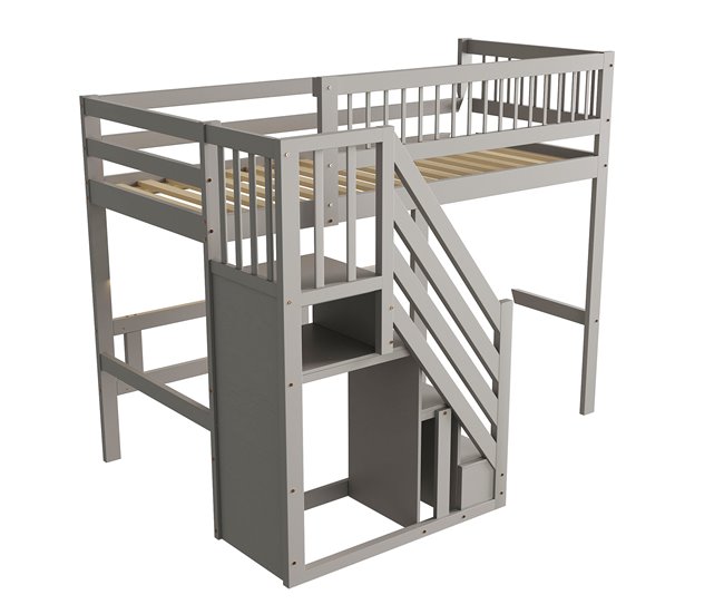 Cama alta para niños 142x205 Gris