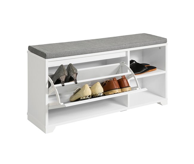 Banco Zapatero con 1 Solapa y 2 Compartimentos FSR119-W SoBuy Blanco