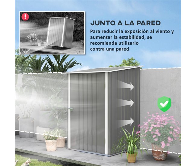 Caseta de Jardín Acero Lacado Outsunny Gris