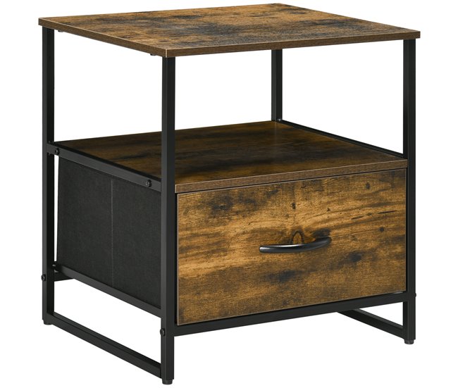 Armario de Salón Poliéster, Acero, MDF HOMCOM 45 Rojo