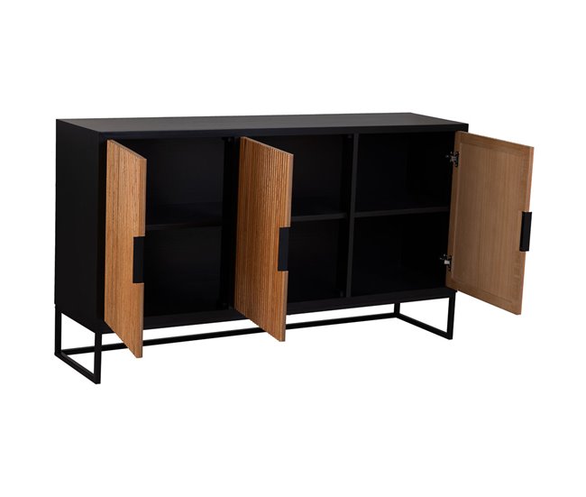 Aparador de 3 puertas de madera y metal Marron