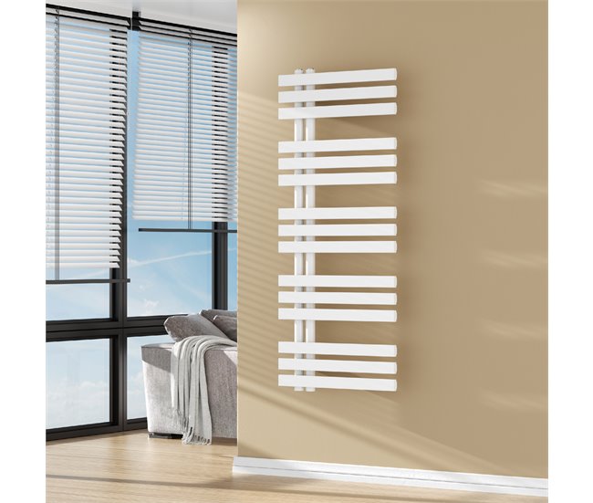 Radiador toallero mural Slidre de baño 561 W 15 lamas acero Blanco