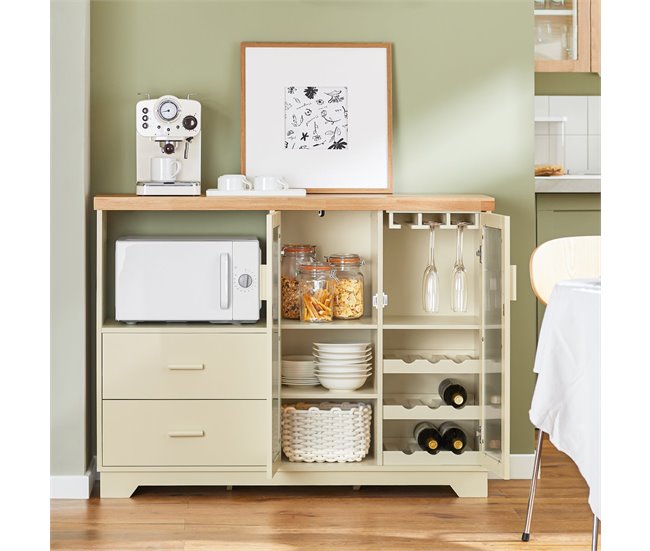 Aparador Cocina para microonda con 2 puertas SoBuy FSB81-MI 120 Beige