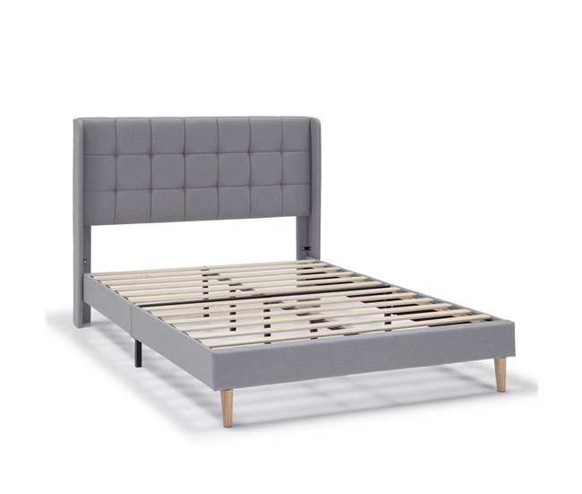 Estructura de Cama tapizada Esther 90x190 Gris Claro