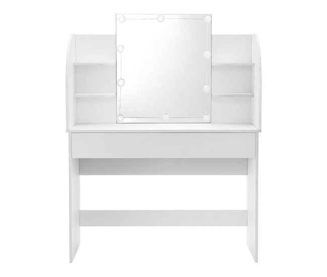 Tocador Köla Mesa de Maquillaje con Espejo con LED aglomerado 108 Blanco
