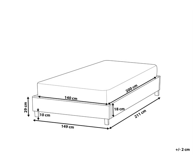 Beliani Cama con somier Poliéster ROANNE 149x211 Beige