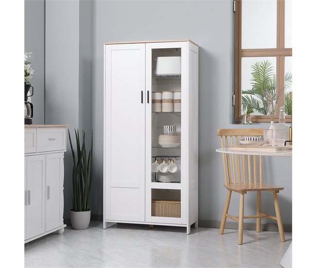 Alacena de Cocina Melamina de Madera HOMCOM, hogar - cocina Blanco