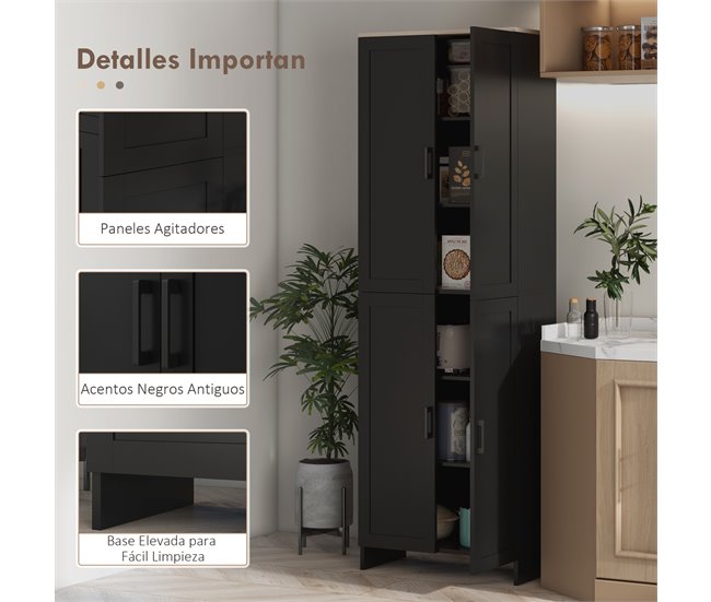 Alacena de Cocina Melamina de Madera HOMCOM, hogar - cocina Negro