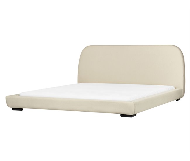 Beliani Cama con somier Poliéster ROISEL 201x226 Crema