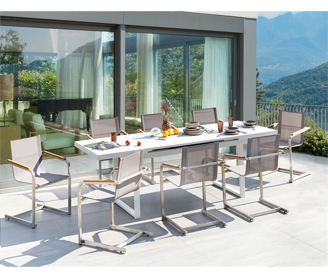 Beliani Conjunto de comedor VALCANETTO/COSOLETO Blanco/ Beige