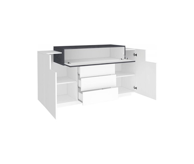 Aparador efecto madera 160 Blanco Brillo
