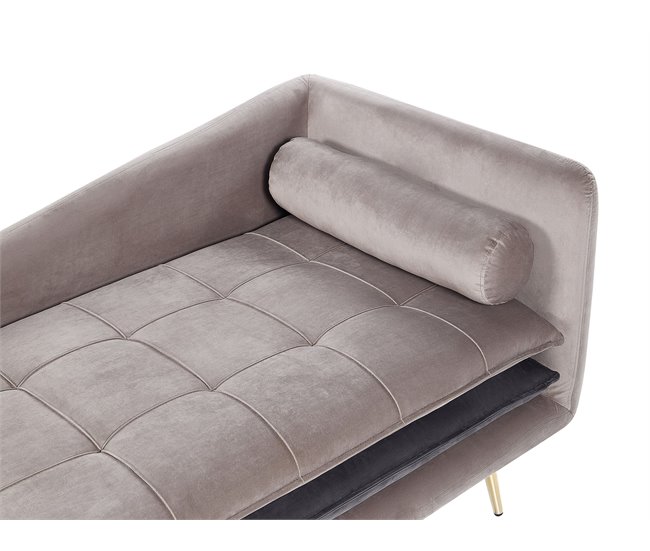 Beliani Chaise longue derecho Terciopelo GONESSE Gris