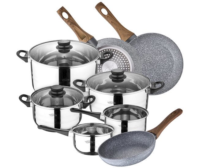 Bateria de cocina 8 piezas con juego de sartenes Multicolor