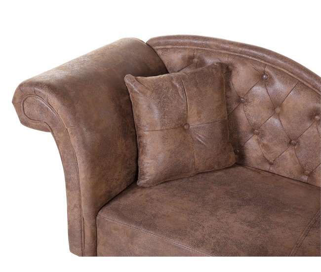 Beliani Chaise longue izquierdo Gamuza sintética LATTES Marron Claro