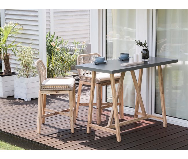 Beliani Conjunto bistro TALAMONE Gris/ Madera