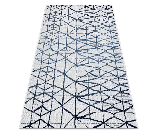 Alfombra COLOR 47278306 SISAL líneas triangulos 120x170 Azul