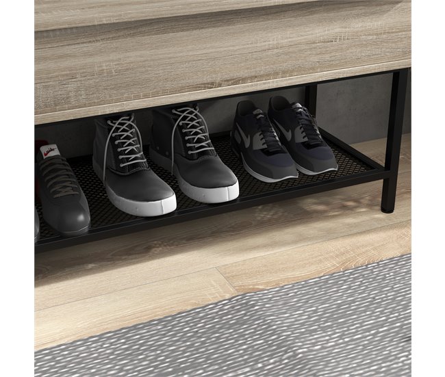 Banco Zapatero Melamina de Madera, Acero HOMCOM Marron