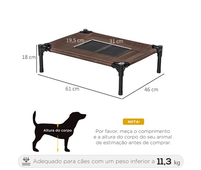 Cama Elevada para Mascotas Acero, Tela Oxford PawHut Marron