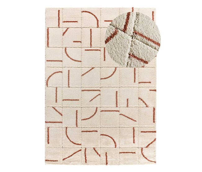 Alfombra shaggy geométrica con relieve BRENDA - ATTICGO 80x150 Cobre