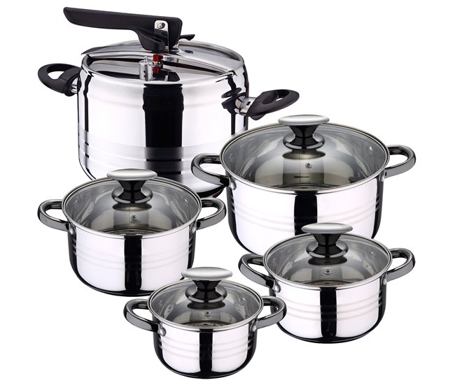 Set De Olla A Presión 5 L Sip Duna + Batería Cocina 8 Piezas Sip Cromo