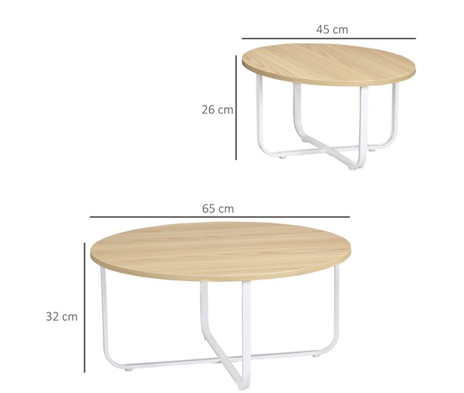 Mesitas de Café MDF, Metal HOMCOM, hogar - muebles de salón 65x65 Multicolor
