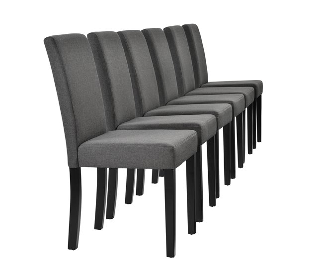 Set de comedor Kramfors mesa con 6 sillas rústico MDF textil 140x90 Roble/ Gris