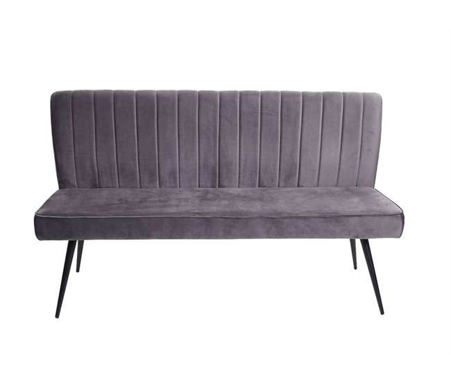 Banco sofá comedor tapizado con respaldo en terciopelo Gris