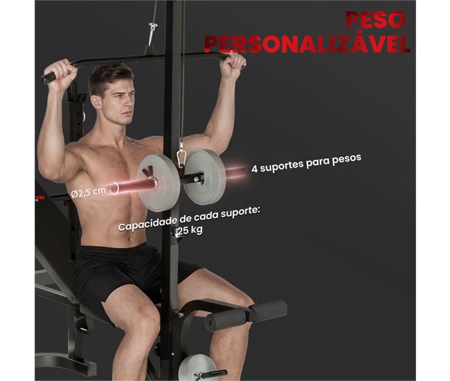 Banco de Pesas Acero, Cuero Sintético SPORTNOW Negro