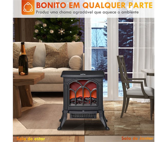 Chimenea Eléctrica Metal, Plástico HOMCOM, hogar - climatización Negro