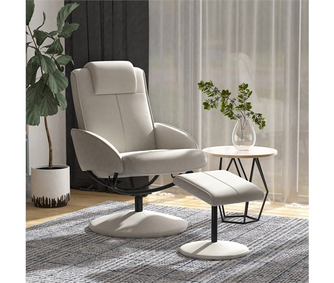 Sillón Relax Cuero sintético, Esponja, Acero HOMCOM Gris