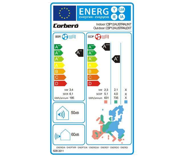 Aire Acondicionado SPLIT CORBERO CSP12AUSTRAL 3.000 frigorías Blanco