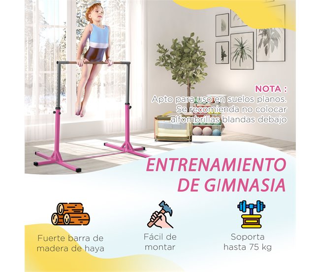 Barra de Gimnasia Acero HOMCOM, deportes y ocio - musculación Rosa