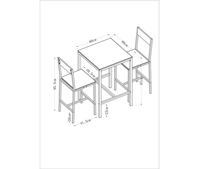 Conjunto de mesa alta con 2 taburetes JAMIE Negro