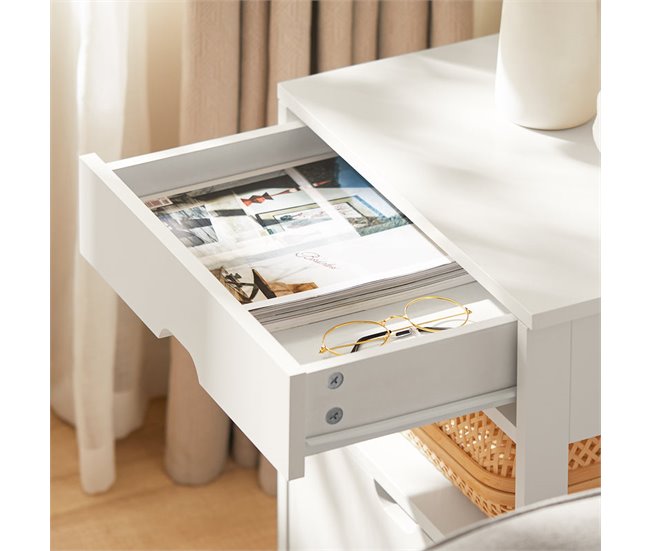 Mesita de Noche Dormitorio con 2 cajones FRG258-W SoBuy Blanco