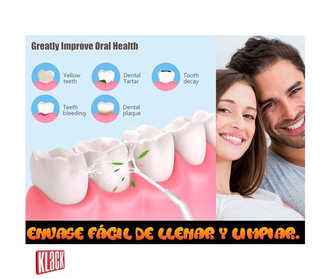 Irrigador dental con 4 boquillas y 3 intensidades KLACK® Rosa
