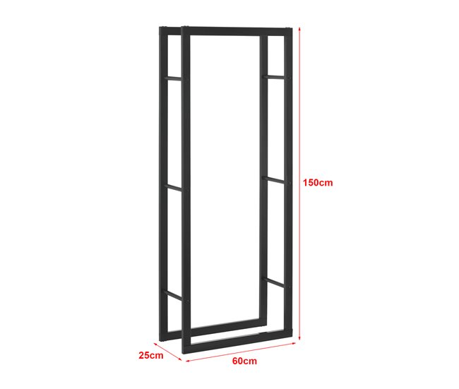 Soporte para leña Täby acero 60 Negro