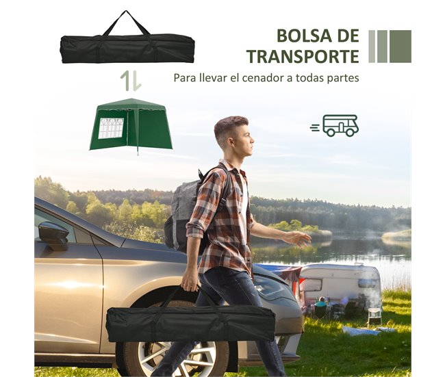 Carpa Plegable Tela Oxford, Acero Outsunny 289x289 Blanco