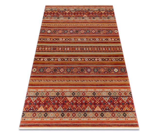 Alfombra KESHAN franjas oriental 7685/53578 80x145 Terracota