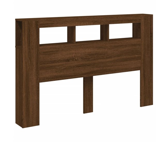 Cabecero Cama Con LED Almacenaje | Madera Roble Sonoma, 160x103.5 Cm, Luces RGB Personalizables