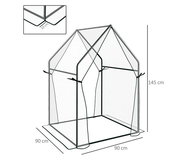 Invernadero de Jardín Acero, PVC Outsunny Transparente